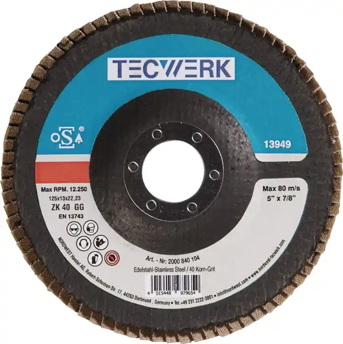 Fächerscheibe Kehlnaht D.125mm K.40 kon.INOX ZK TECWERK VE: 10 Stück Preiswert