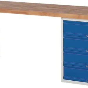 Sale Werkbank Ser.BK 650 B2000xT700xH840mm Buche massiv grau/blau 4 Schubl.TECWERK