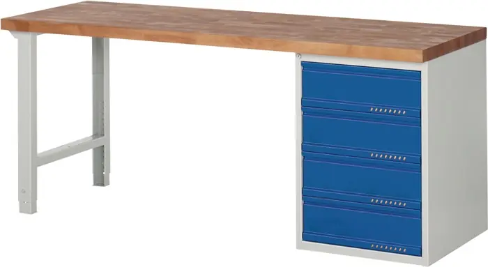 Sale Werkbank Ser.BK 650 B2000xT700xH840mm Buche massiv grau/blau 4 Schubl.TECWERK