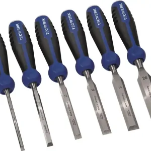 Stechbeitelsatz 6,10,12,16,20,26mm 2-K Heft.m.Schlagknopf 6-tlg.Krt.TECWERK Top-Angebot