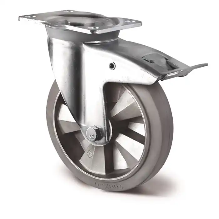 Schwerlastlenkrolle D.200mm Trgf.500kg Festst.Elastikgummi Bau-H.255mm TECWERK Beliebt
