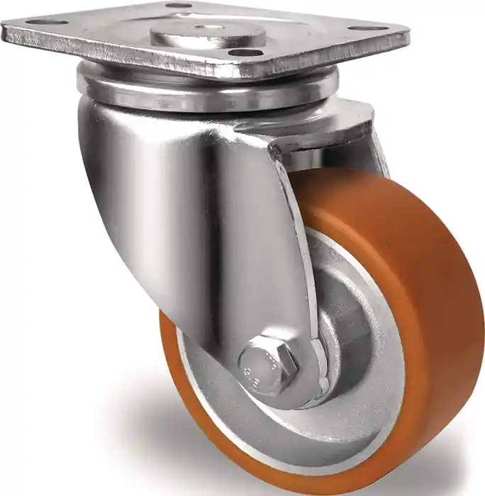 Lenkrolle D.100mm Trgf.250kg PU Platte L100xB85mm Farbe Rl.braun TECWERK Solange Der Vorrat Reicht