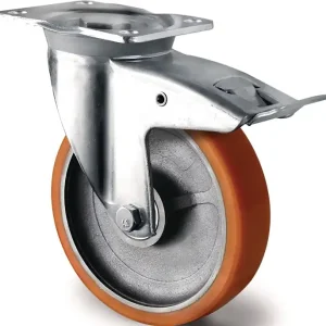 Schwerlastlenkrolle D.160mm Trgf.800kg Totalfesteller Guß-PU Begrenztes Angebot
