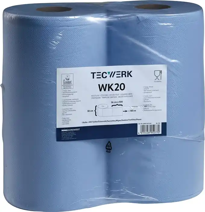 Schnäppchen Putztuch WK 20 L.ca.360 mmxB.ca.380mm blau 2-lagig,volumengeprägt TECWERK VE: 2 Stück
