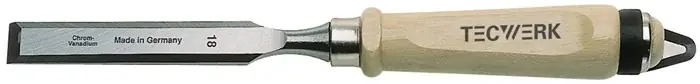 Jetzt Kaufen Stechbeitel Schneiden-B.12mm m.Zwinge Weißbuchenh.Ulmer Form CV-Stahl TECWERK