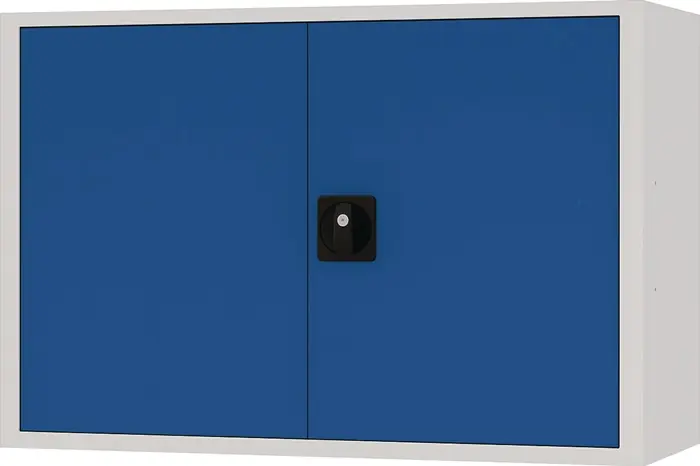 Hängeschrank H600xB900xT200mm Vollblechtür lichtgrau/signalblau Preiswert