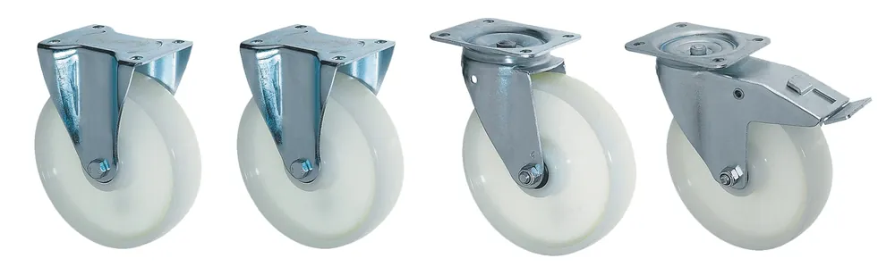 Markenprodukt Bauer Südlohn Satz Polyamid Lenk- und Bockrollen Ø 180 mm - Satztraglast 1350 kg
