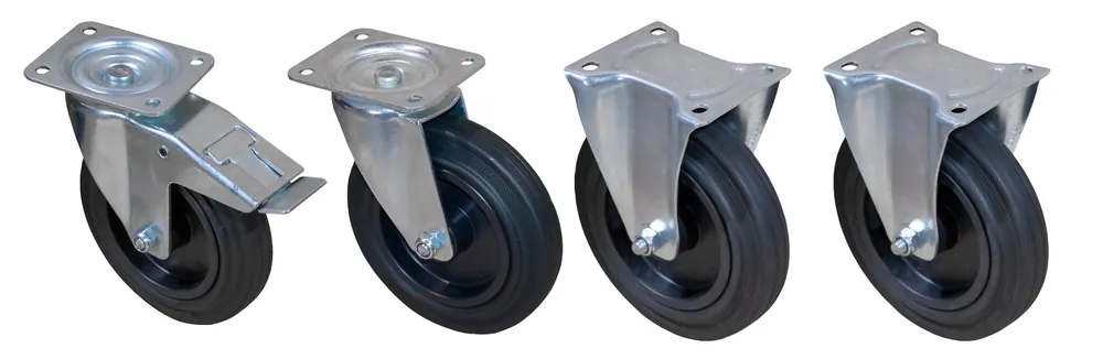 Bestseller Bauer Südlohn Satz Vollgummi Lenk- und Bockrollen Ø 200 mm - Satztraglast 615 kg