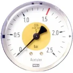 ELMAG Arbeitsdruckmanometer (Azetylen) - Ø 63mm, für Druckregler zu Stahlflasche 1 Stk. Pkg. - SB Zertifiziert