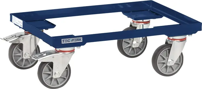 Kistenroller Trgf.250kg TPE-Bereifung L605xB405mm Winkelstahl saphirblau TECWERK Schneller Versand