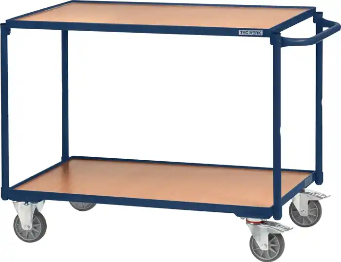 Tischwagen 2 Ladeflächen L850xB500mm saphirblau Trgf.300kg Bügel waager.TECWERK Finale Aktion