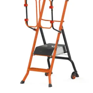 MONDELIN Gesicherte Trittleiter – 50 cm – Aluminium & Federgeländer – Rutschfeste Plattform Kracherpreis