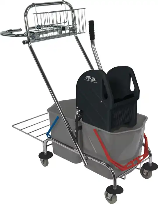 Reinigungswagen Eimer 2x17l,Presse,Ablagekorb STA SPRINTUS Geprüft