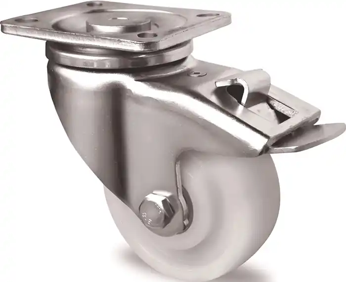 Schwerlast-Lenkrolle D.80mm Trgf.300kg m.Festst.PA 100x85mm weiß TECWERK Direktkauf