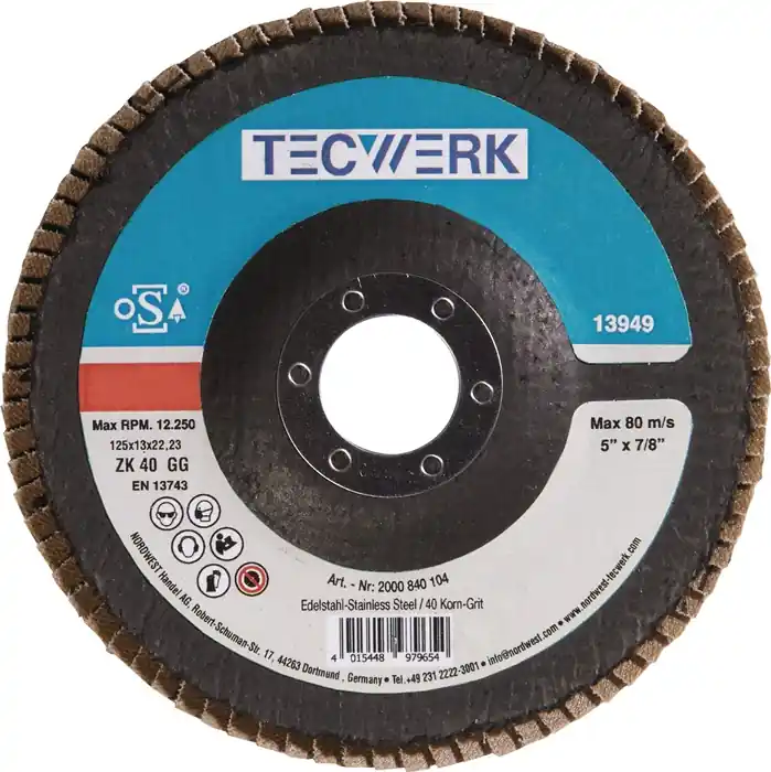 Letzte Chance Fächerscheibe Kehlnaht D.125mm K.80 kon.INOX ZK TECWERK VE: 10 Stück