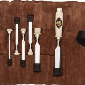 Stechbeitelsatz 6,10,12,16,20,26mm Weißbuchenh.6-tlg.Ledertasche KIRSCHEN Sofort Bestellen