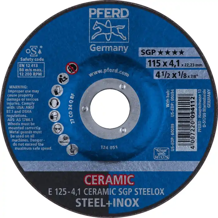 Letzte Chance Schruppscheibe CERAMIC SGP STEELOX D125xS4,1mm gekr.SG STEELOX VE: 10 Stück