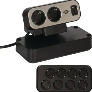 Nur Für Kurze Zeit Tischsteckdosenleiste estilo Dublex 16 A 12V silber Steckd.9 2m PVC 2mm²