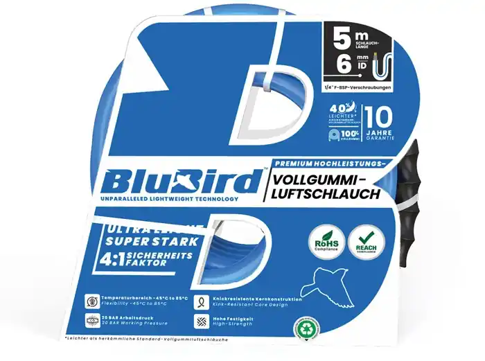 Geprüft Werkstattschlauchset BluBird ID 6mm AD 12mm L.5m Schnellver.Kup.
