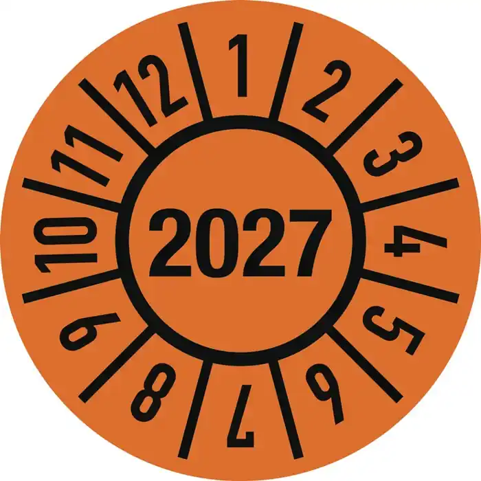 Einjahresprüfplakette D.15mm J.2027 m.Monaten Folie Btl.a 100 St. Markenware