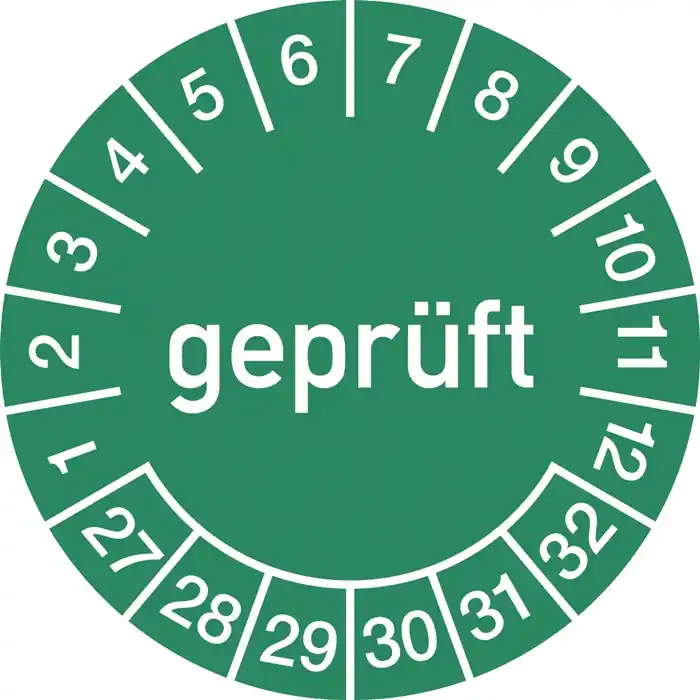 Ausverkauf Mehrjahresprüfplakette D.15mm gepr.2027-2032 Folie Btl.a 100 St.