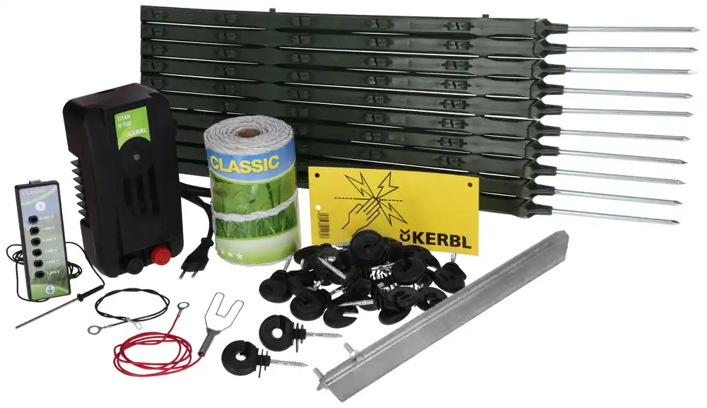 Kerbl Starterset Hobbyzaun inkl. 230V Gerät+Litze+Pfähle Solange Der Vorrat Reicht