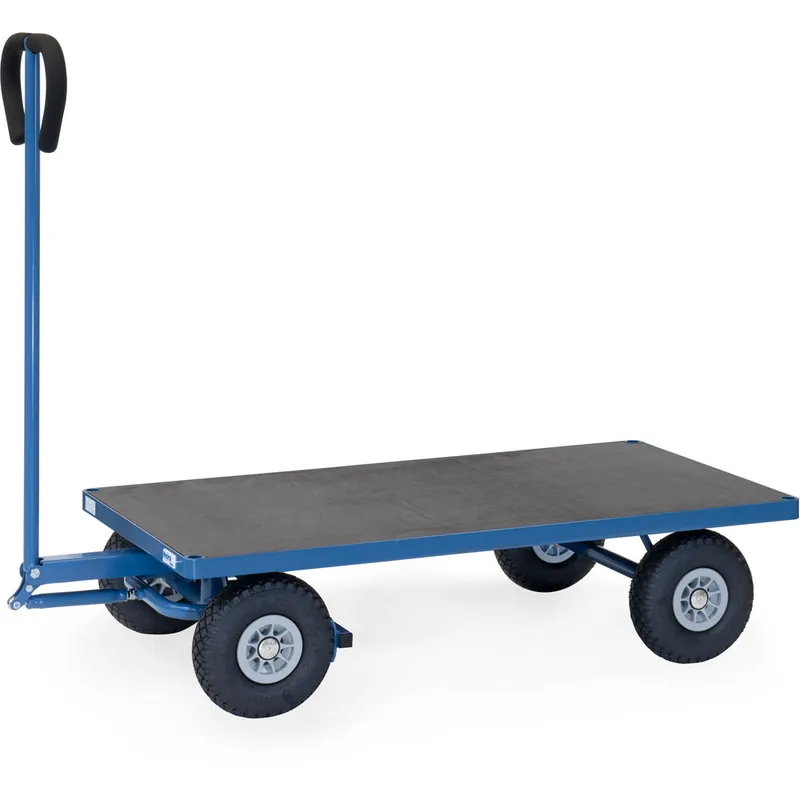 fetra Handwagen - 2-Achser pulverbeschichtet brillantblau RAL 5007 mit Plattform und PU-Bereifung Highlight