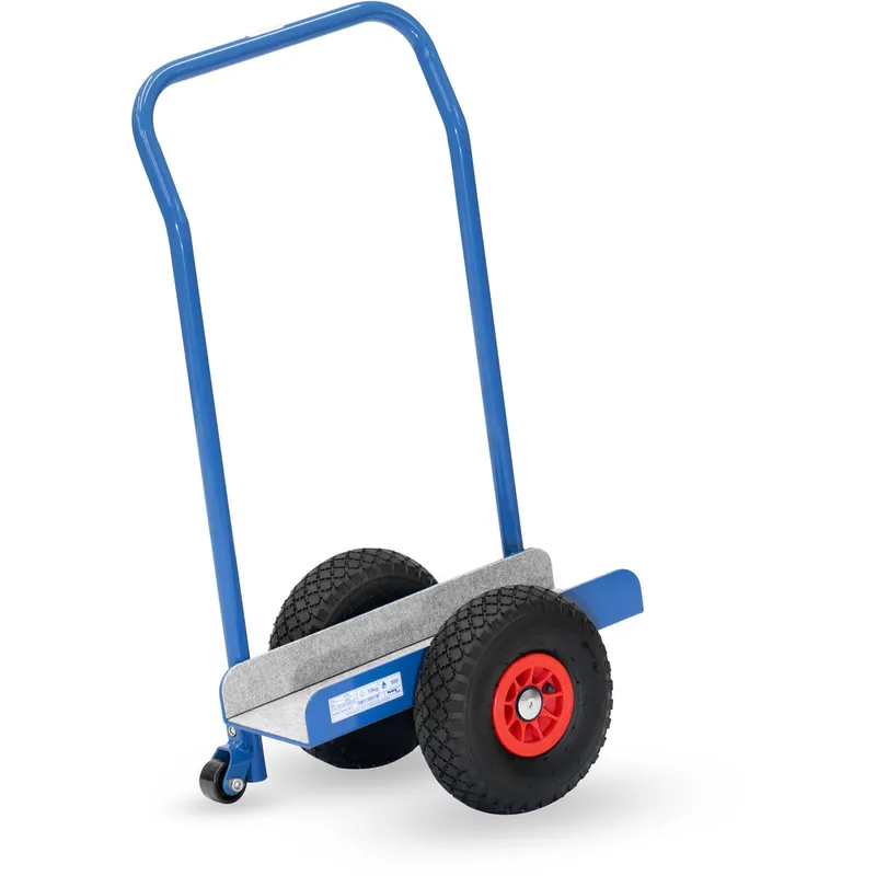 fetra Plattenroller pulverbeschichtet blau RAL 5007 in U-Form mit Anlage- und Schiebebügel mit Stützrollen Markenprodukt