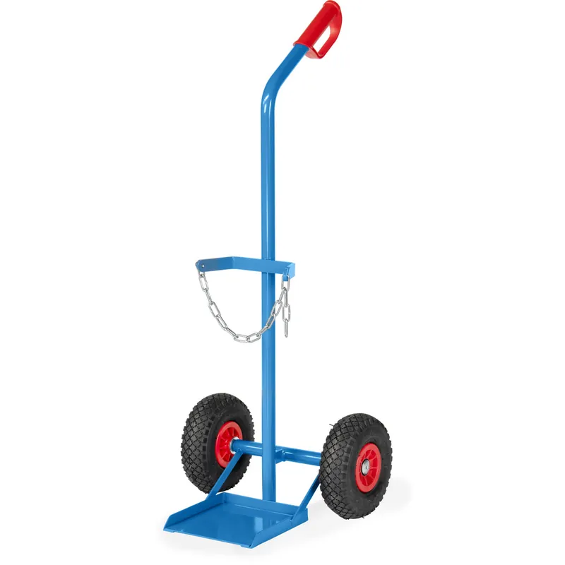 fetra Stahlflaschenkarre pulverbeschichtet blau RAL 5007 für 1 Stahlflasche 20, 40 oder 50 Liter Inhalt - Ø 204-229 mm Solange Der Vorrat Reicht