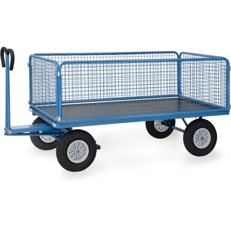 Direkt Vom Hersteller fetra Handpritschenwagen pulverbesichtet blau RAL-5007 mit Drahtgitterwänden 600 mm hoch