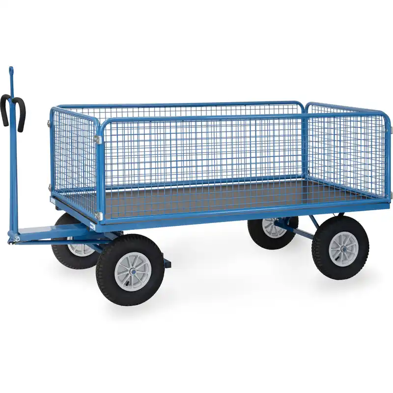 Finale Aktion fetra Handpritschenwagen pulverbeschichtet RAL 5007 Wände 600 mm mit Zugöse