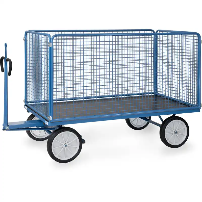 Direkt Vom Hersteller fetra Handpritschenwagen pulverbeschichtet blau/RAL 5007 Wände 1000 mm mit Zugöse
