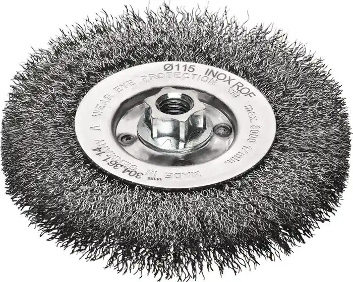 Rundbürste RBE Gew.M14 Drahtstärke 0,30mm Stahldraht rostfr.ROH 19,5mm Highlight