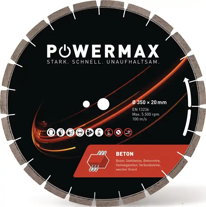 Diamanttrennscheibe PowerMax Beton D.350mm Bohr.20mm Seg.-B.3,0mm Billig