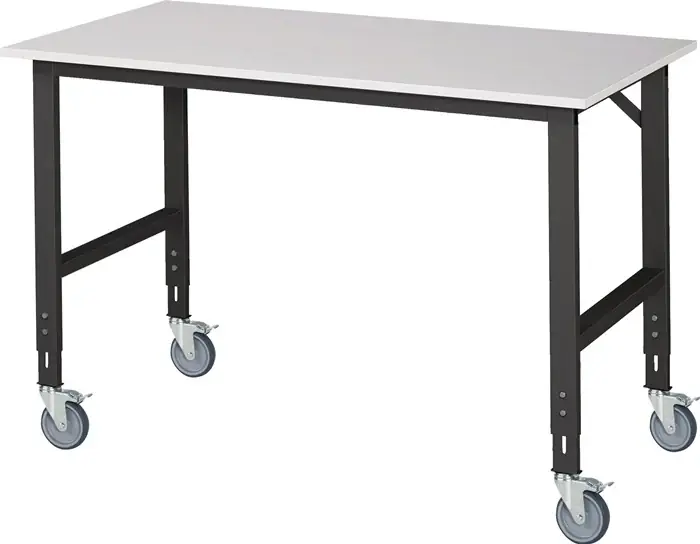 Werktisch B2000xT1000xH910-1230mm Arbeitsplatte Melamin Gestell grau RAU Markenware