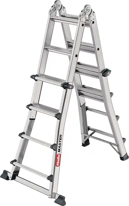 Ausverkauf Vielzweckleiter Master M100 Alu.Sprossen 4x4 gekl.H270xB580xT270mm HAILO