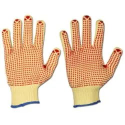 Sonderangebot Restposten - Mittelstrick- Handschuhe - KEVLAR weiß-rot - 7 - Noppen