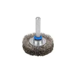 Billig Rundbürste - mit Schaft - ungezopft INOX-Draht - Drahtstärke 0,20 mm - Bürsten Ø 20 mm - Besatzbreite 4 mm - Besatzlänge 3 mm - Gesamtlänge 37 mm - VE 10 Stück - Preis per VE