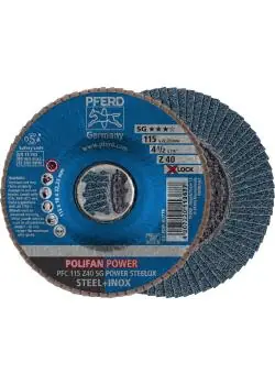 POLIFAN-Fächerscheibe - PFERD - konische Ausführung PFC - Z SG - POWER STEELOX/X-LOCK - Außen-Ø 115 bis 125 mm - VE 10 Stück - Preis per VE Zertifiziert