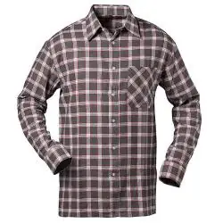 Begrenztes Angebot Flanell-Hemd - Gr. L - grau/weiß/rot kariert - 100% BW - "NASHVILLE" - Länge - ca. 85 cm