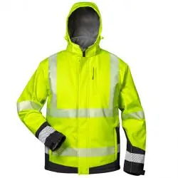 Sofort Bestellen Warnschutz-Softshelljacke "Melvin" - Gr. S bis XXXL - fluoreszierend gelb/schwarz - EN ISO 20471 Klasse 3 - wind- und wasserdicht - verstellbare und abnehmbare Kapuze