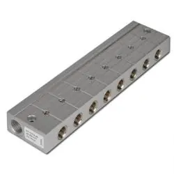 Verteilerleiste Typ KPV - mit integrierten Kugelhähnen - IG Eingang G 3/8" - IG Abgänge G 1/4" - 4 bis 10 Abgänge Saisonangebot