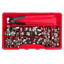 Sofort Bestellen 2-Ohr-Schlauchklemmen-Set - Edelstahl - 280 Stück - Montagezange - Spannweite 5 bis 20 mm - Preis per Set