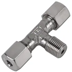 Begrenztes Angebot T-Einschraubverschraubung - Baureihe S - Edelstahl 1.4571 - Rohr-Ø 6 bis 16 mm - kon. AG R 1/4" bis R 1/2" - PN bis 630