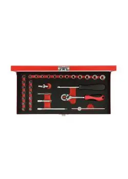 GEDORE red Steckschlüssel-Satz - Chrom-Vanadium-Stahl - 1/4 Zoll - in Metallkassette - 32-teilig Angebot