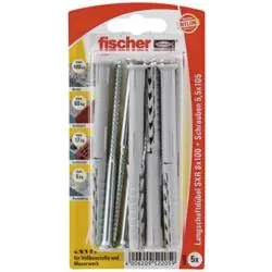 Langschaftdübel SXR SB Karte - Inhalt 4 x Langschaftdübel, 4 x Senkholzschraube - Bohrernenn Ø 10 mm - Dübellänge 140 mm - min. Bohrlochtiefe 150 mm Sofort Bestellen