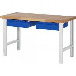 Sichere Zahlung Werkbank "Basic 7002" - höhenverstellbar - max 750 kg - 2 Schubladen